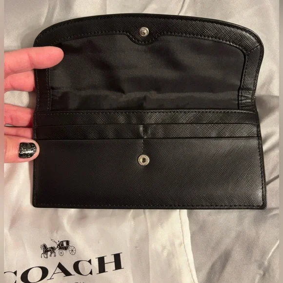 Coach Black Saffiano Leather Slim Wallet - Picture 3 of 4